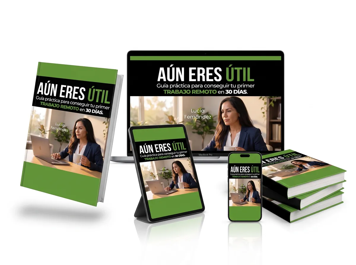 El sistema Aún Eres Útil: guía, plantillas y checklist en laptop, tablet, celular y libro